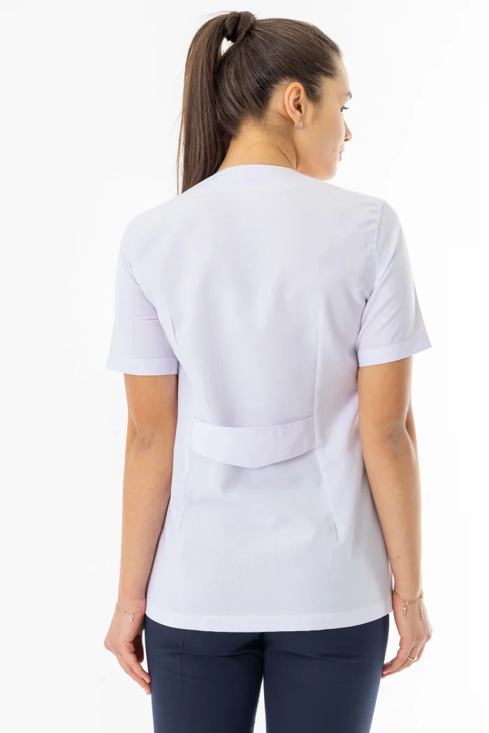 Kısa Kol Hamile Doktor Hemşire Önlüğü Alpaka Kumaş Beyaz (HML001)