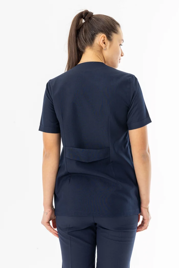 Kısa Kol Hamile Doktor Hemşire Önlüğü Alpaka Kumaş Lacivert (HML002)