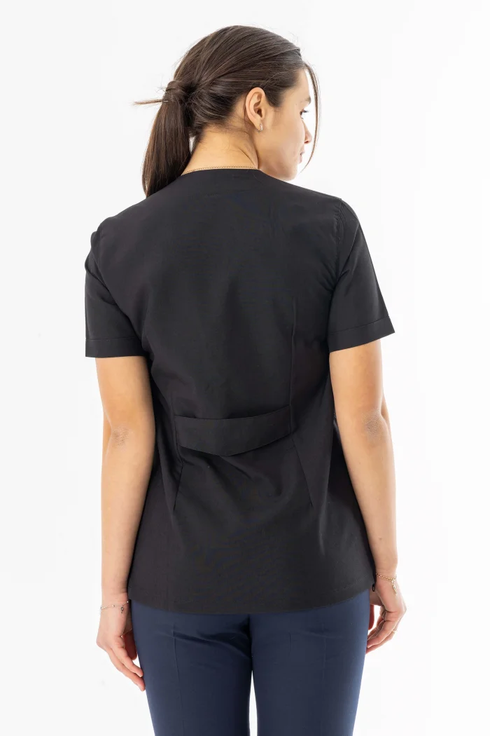 Kısa Kol Hamile Doktor Hemşire Önlüğü Alpaka Kumaş Siyah (HML003)
