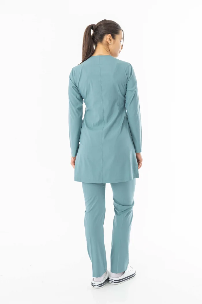 Likra Uzun Kol Doktor Hemşire Forması Alt Üst Takım Filiz Yeşili (LTST20011)