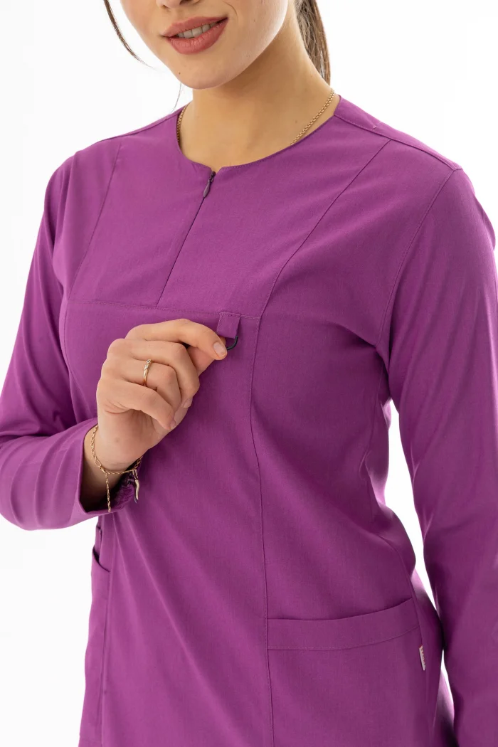 Likra Uzun Kol Doktor Hemşire Forması Alt Üst Takım Fuşya (LTST200015)