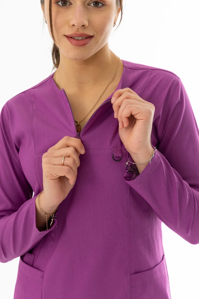 Likra Uzun Kol Doktor Hemşire Forması Alt Üst Takım Fuşya (LTST200015)