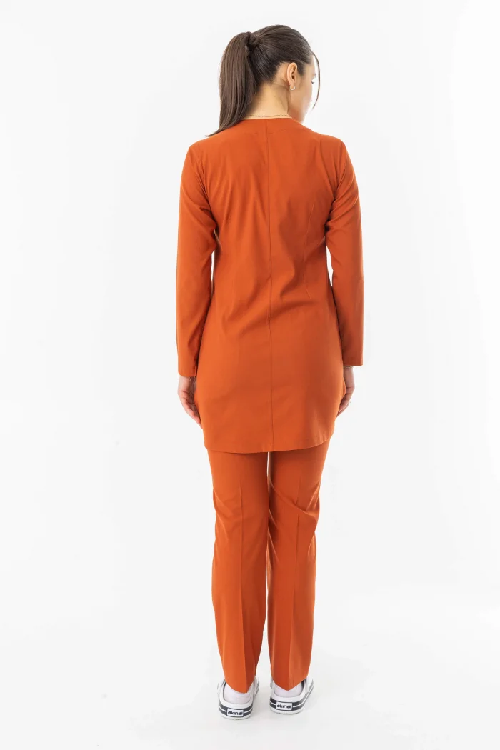 Likra Uzun Kol Doktor Hemşire Forması Alt Üst Takım Kiremit (LTST20007)