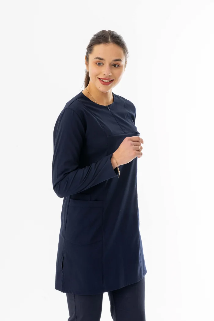 Likra Uzun Kol Doktor Hemşire Forması Alt Üst Takım Lacivert (LTST20001)