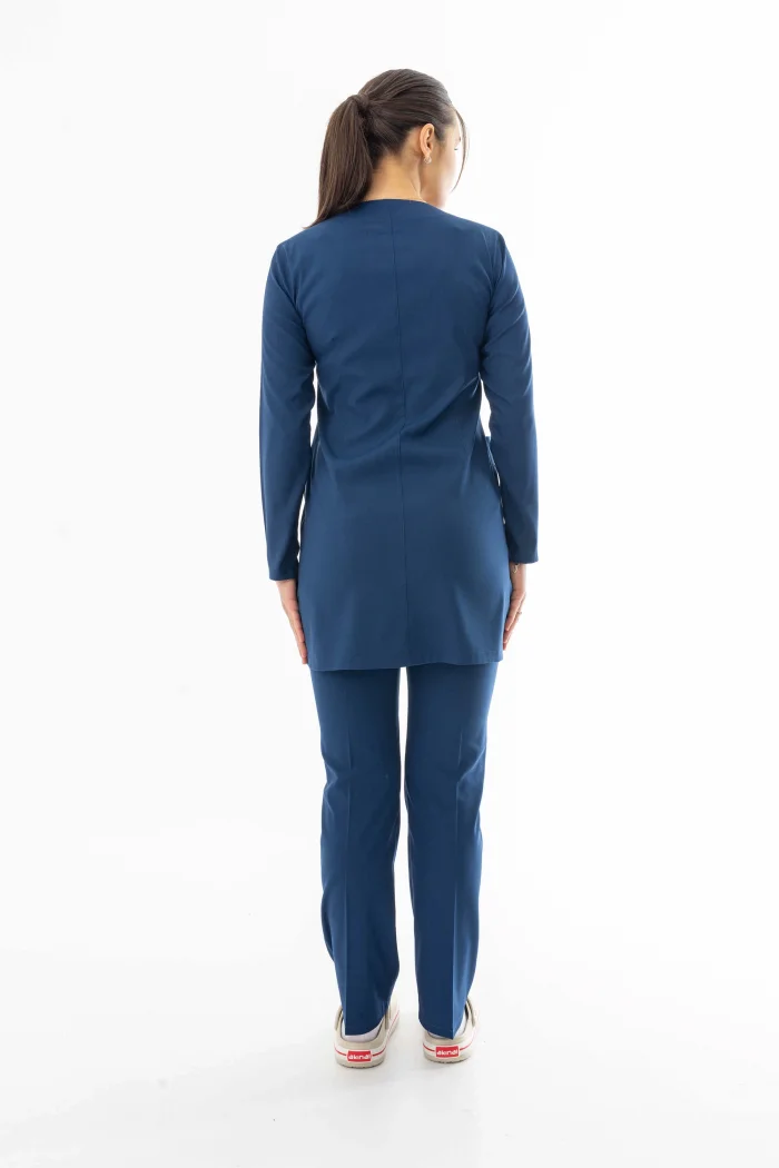 Likra Uzun Kol Doktor Hemşire Forması Alt Üst Takım Petrol Mavisi (LTST20006)