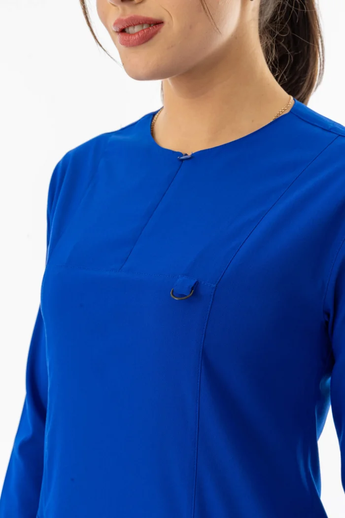 Likra Uzun Kol Doktor Hemşire Forması Alt Üst Takım Saks Mavisi (LTST20010)