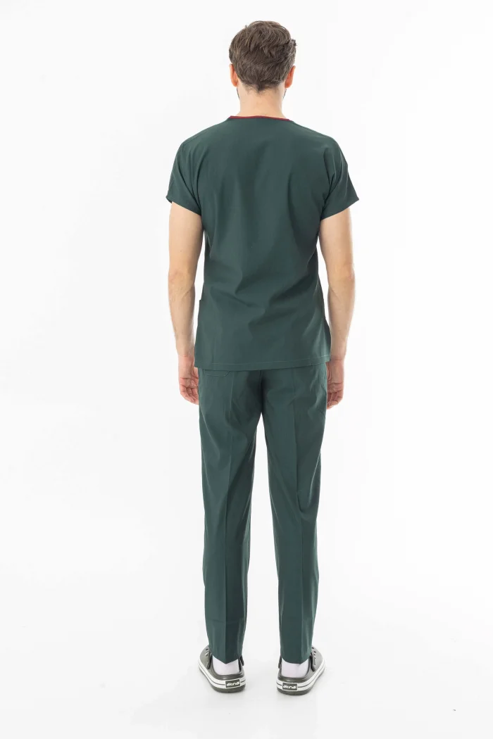 Likra Yarasa Kol Doktor Hemşire Forması Alt Üst Takım Avcı Yeşili (LYRS1004)