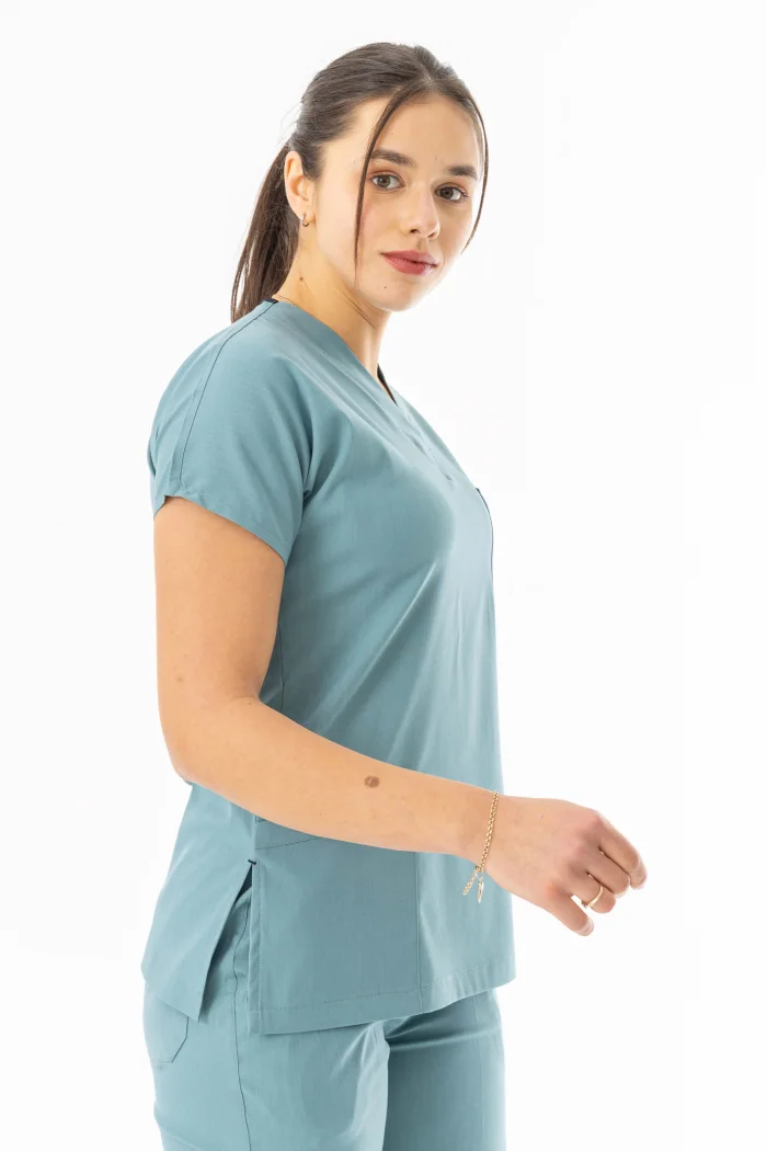 Likra Yarasa Kol Doktor Hemşire Forması Alt Üst Takım Filiz Yeşili (LYRS1023)