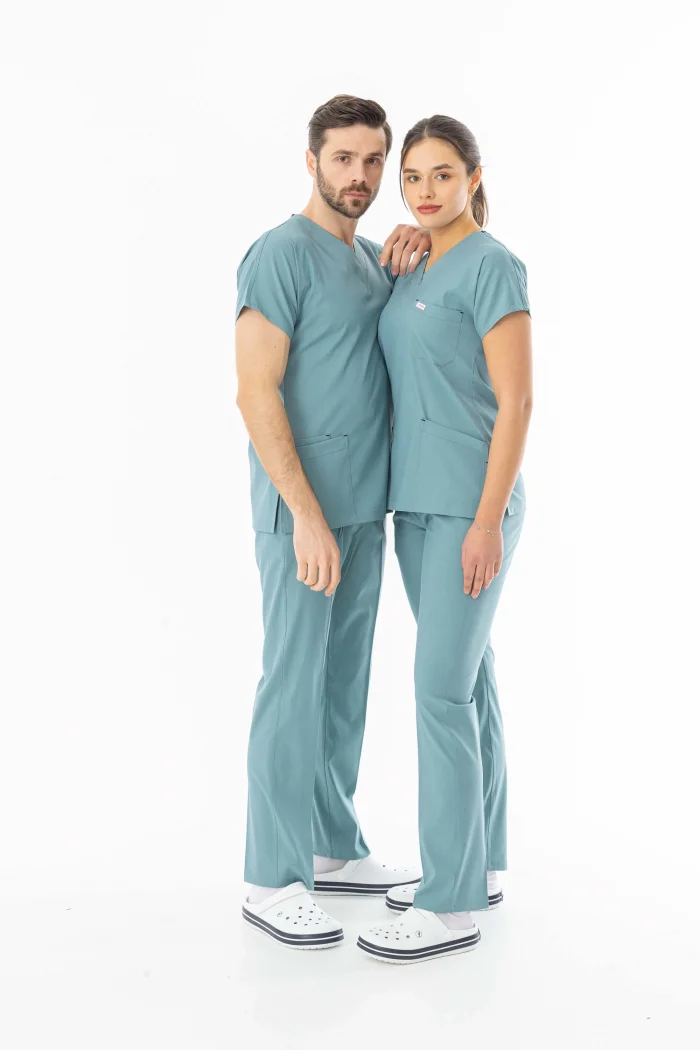 Likra Yarasa Kol Doktor Hemşire Forması Alt Üst Takım Filiz Yeşili (LYRS1023)