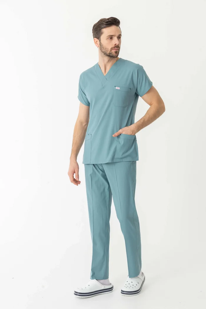 Likra Yarasa Kol Doktor Hemşire Forması Alt Üst Takım Filiz Yeşili (LYRS1023)