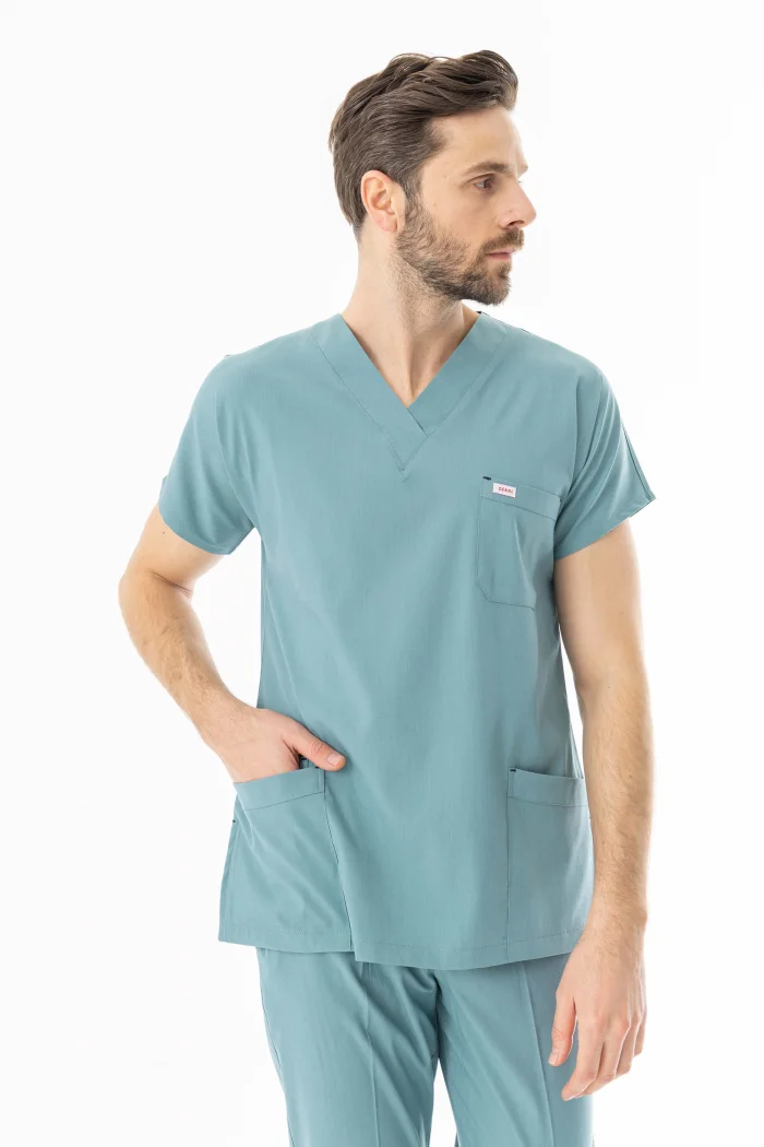 Likra Yarasa Kol Doktor Hemşire Forması Alt Üst Takım Filiz Yeşili (LYRS1023)