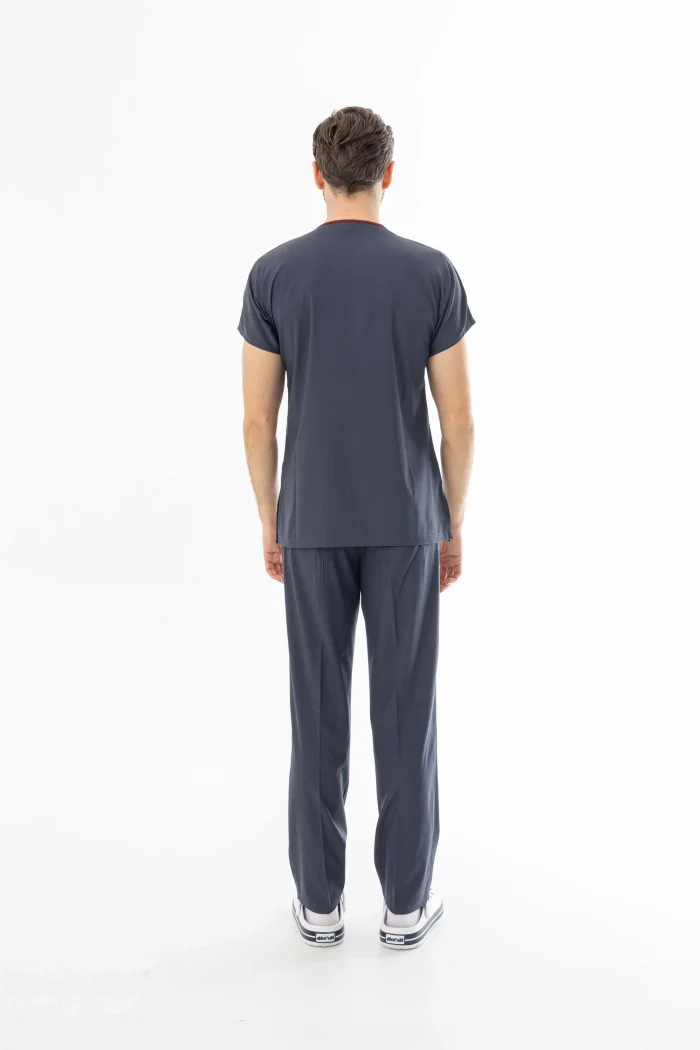 Likra Yarasa Kol Doktor Hemşire Forması Alt Üst Takım Füme Gri (LYRS1006)