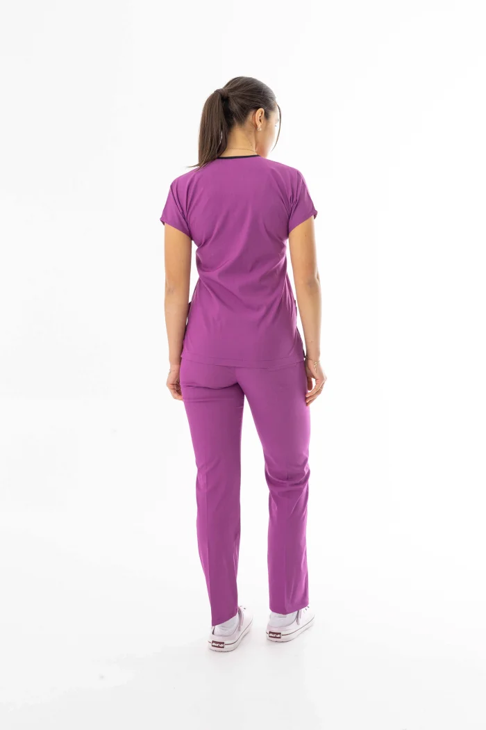 Likra Yarasa Kol Doktor Hemşire Forması Alt Üst Takım Fuşya (LYRS1021)