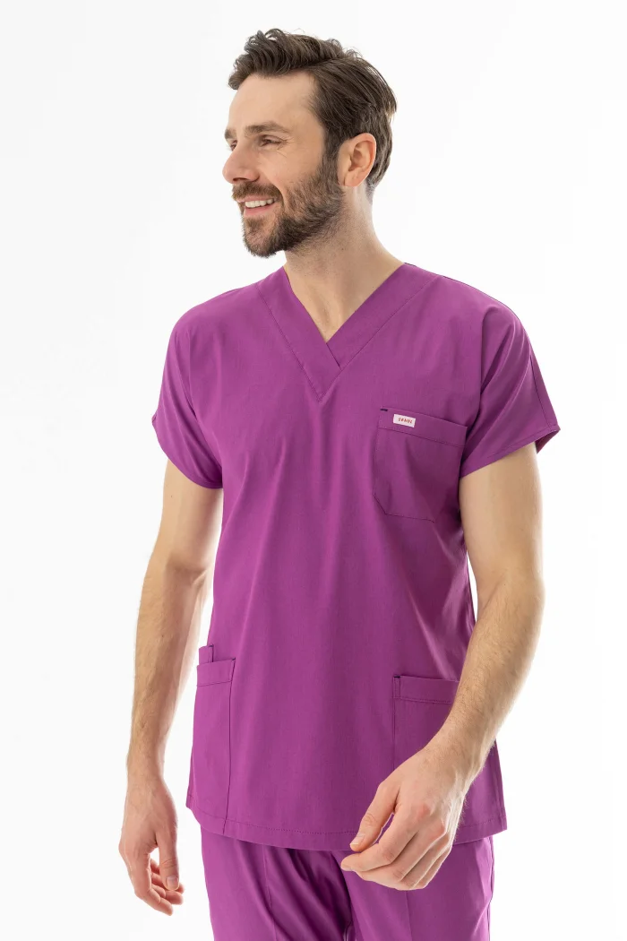 Likra Yarasa Kol Doktor Hemşire Forması Alt Üst Takım Fuşya (LYRS1021)