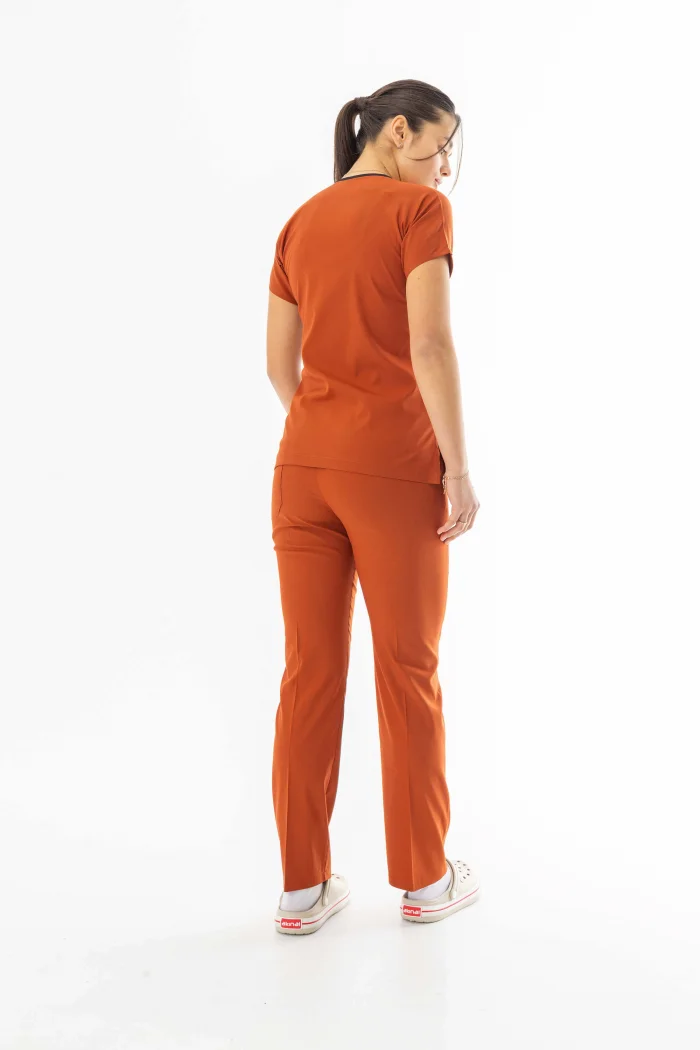 Likra Yarasa Kol Doktor Hemşire Forması Alt Üst Takım Kiremit (LYRS1005)