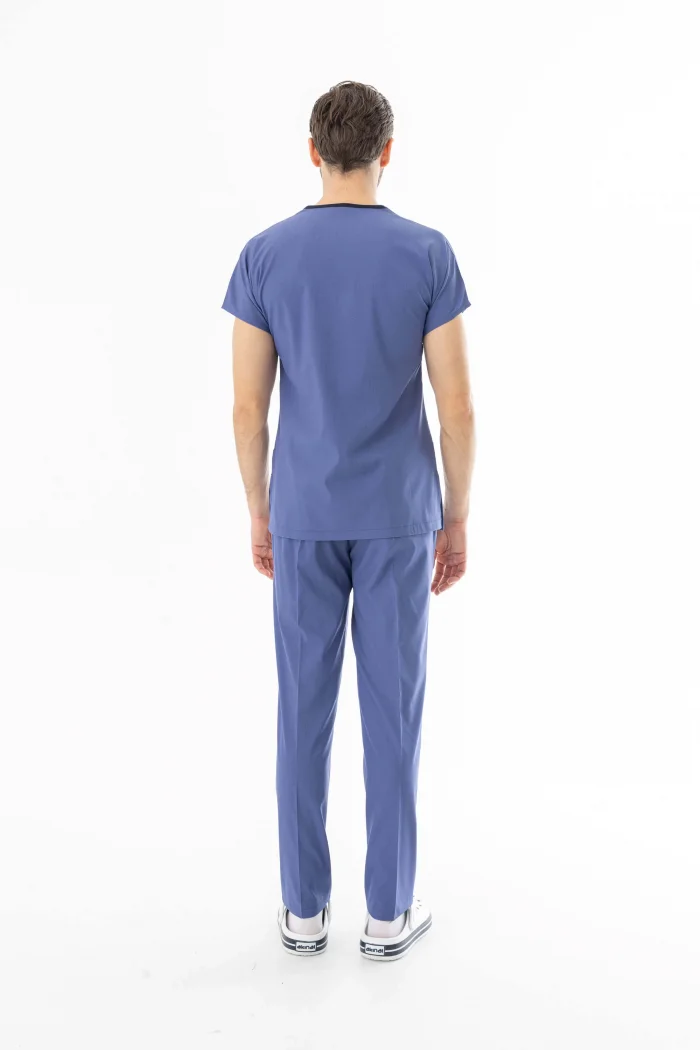 Likra Yarasa Kol Doktor Hemşire Forması Alt Üst Takım Kot Mavisi (LYRS1020)