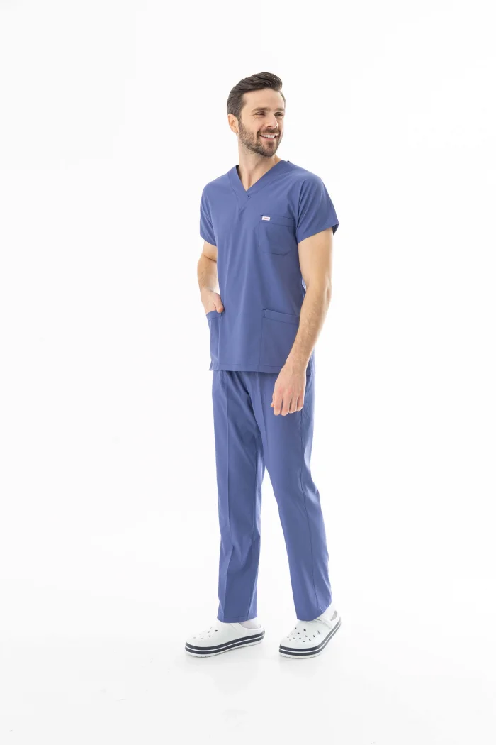 Likra Yarasa Kol Doktor Hemşire Forması Alt Üst Takım Kot Mavisi (LYRS1020)