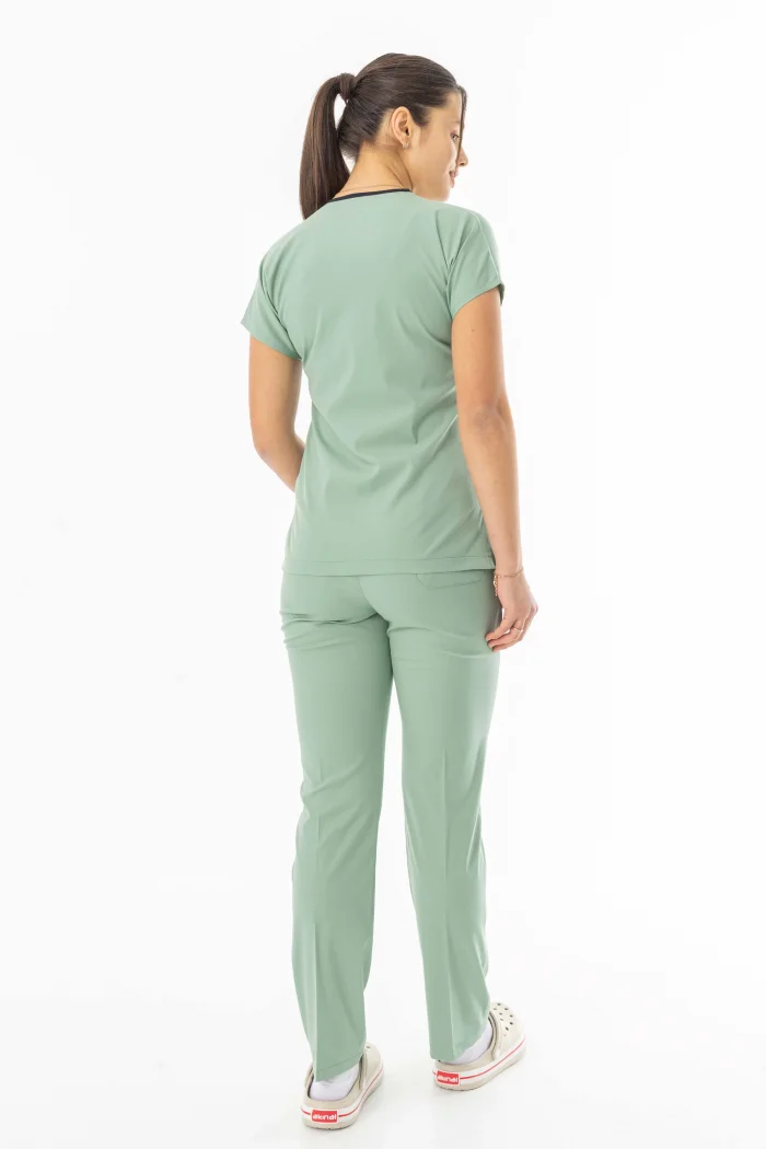 Likra Yarasa Kol Doktor Hemşire Forması Alt Üst Takım Küf Yeşili (LYRS1016)