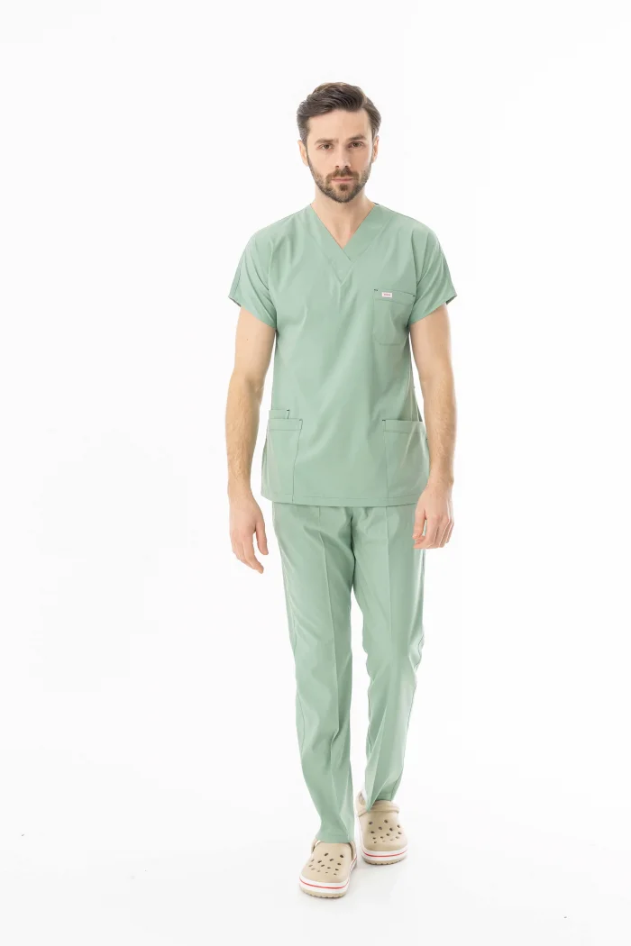 Likra Yarasa Kol Doktor Hemşire Forması Alt Üst Takım Küf Yeşili (LYRS1016)