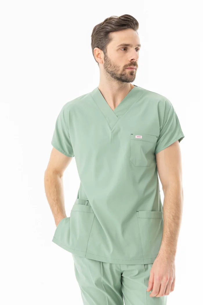 Likra Yarasa Kol Doktor Hemşire Forması Alt Üst Takım Küf Yeşili (LYRS1016)