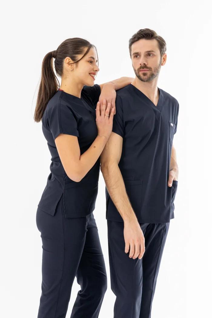 Likra Yarasa Kol Doktor Hemşire Forması Alt Üst Takım Lacivert (LYRS1001)