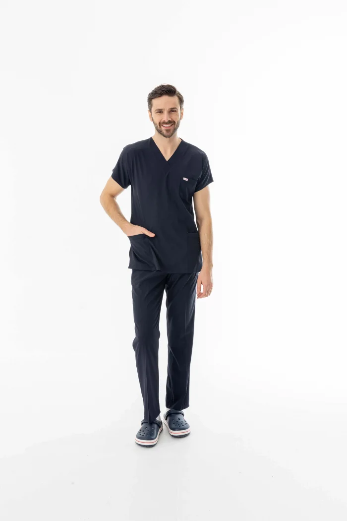 Likra Yarasa Kol Doktor Hemşire Forması Alt Üst Takım Lacivert (LYRS1001)