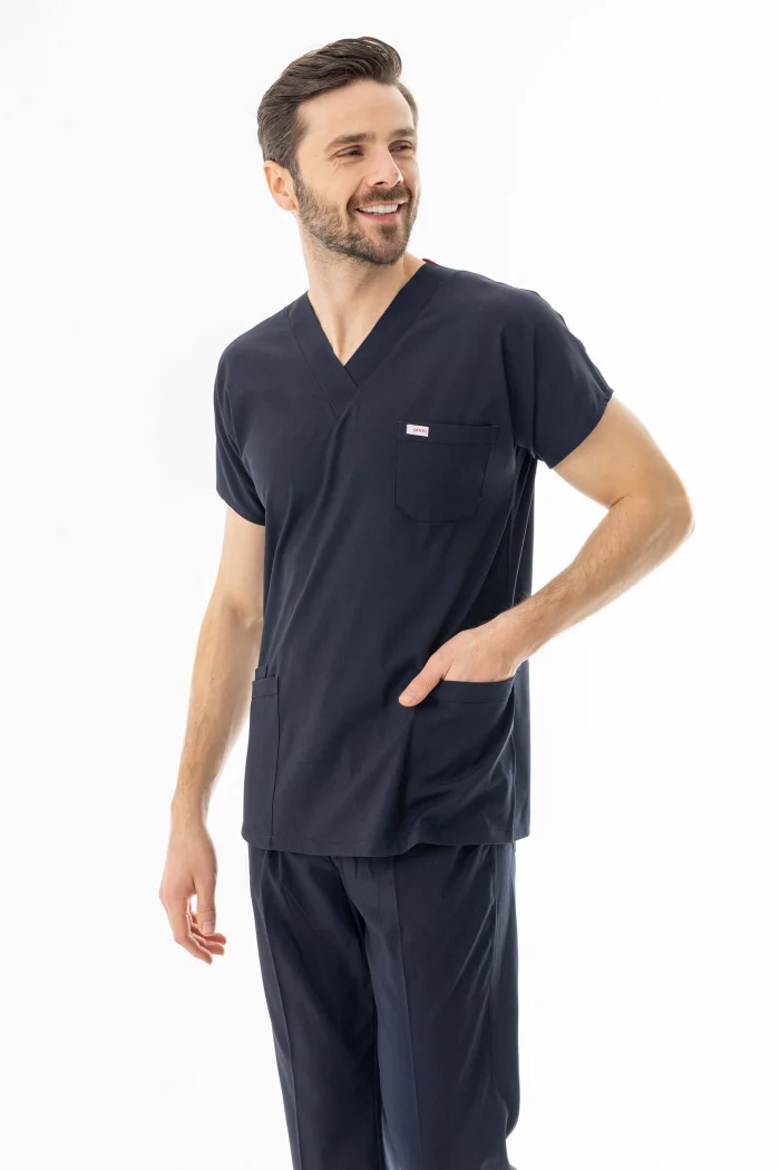 Likra Yarasa Kol Doktor Hemşire Forması Alt Üst Takım Lacivert (LYRS1001)