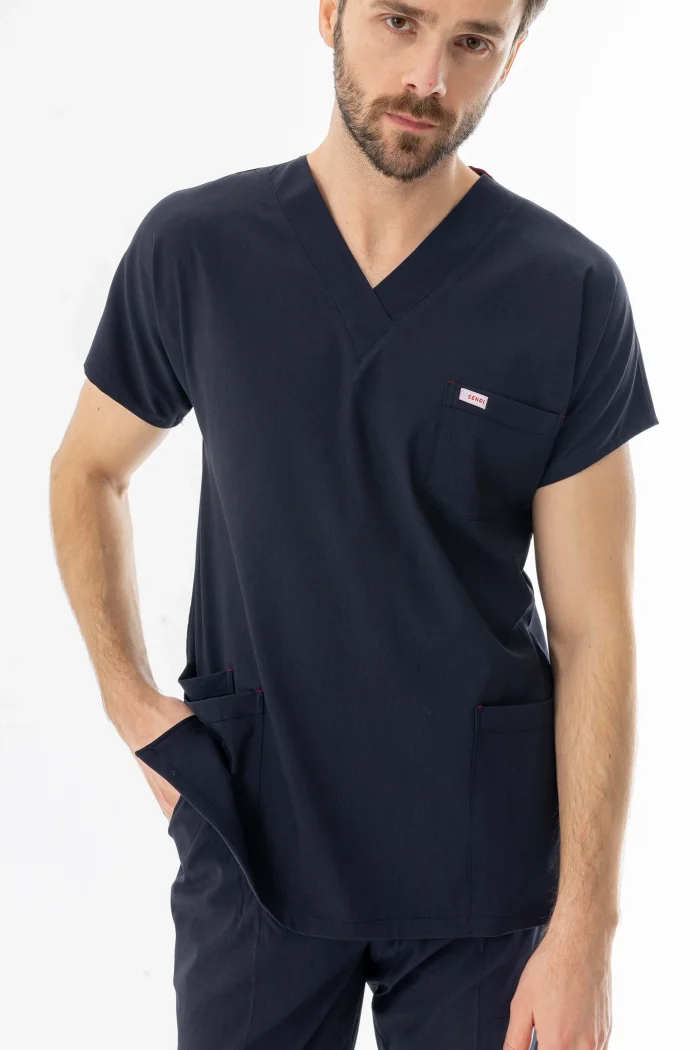 Likra Yarasa Kol Doktor Hemşire Forması Alt Üst Takım Lacivert (LYRS1001)