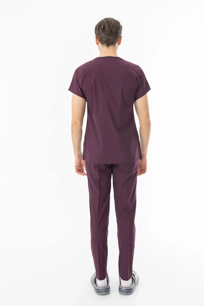 Likra Yarasa Kol Doktor Hemşire Forması Alt Üst Takım Mürdüm (LYRS1012)