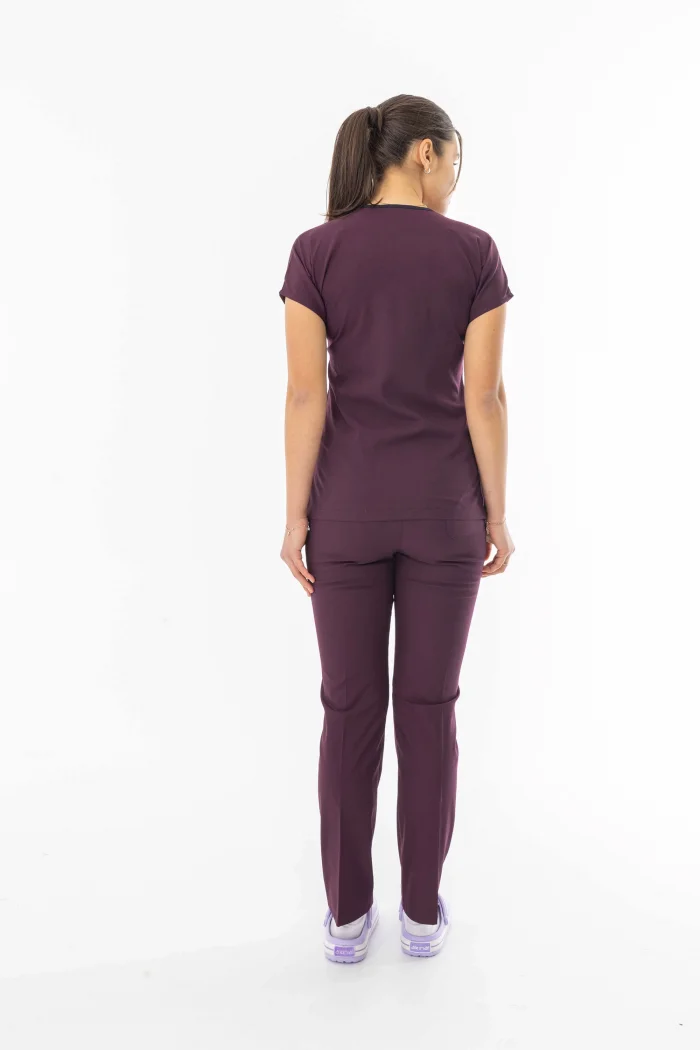 Likra Yarasa Kol Doktor Hemşire Forması Alt Üst Takım Mürdüm (LYRS1012)