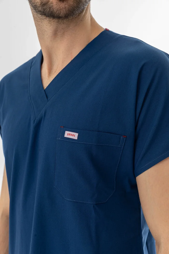 Likra Yarasa Kol Doktor Hemşire Forması Alt Üst Takım Petrol Mavisi (LYRS1011)