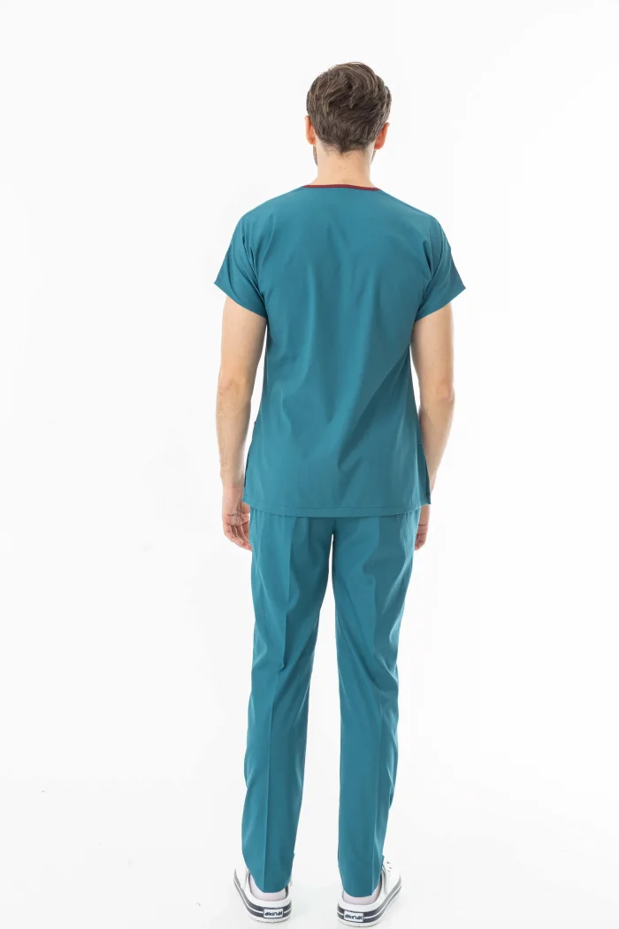 Likra Yarasa Kol Doktor Hemşire Forması Alt Üst Takım Petrol Yeşili (LYRS1015)