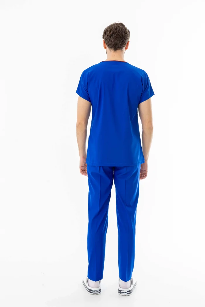 Likra Yarasa Kol Doktor Hemşire Forması Alt Üst Takım Saks Mavisi (LYRS1009)