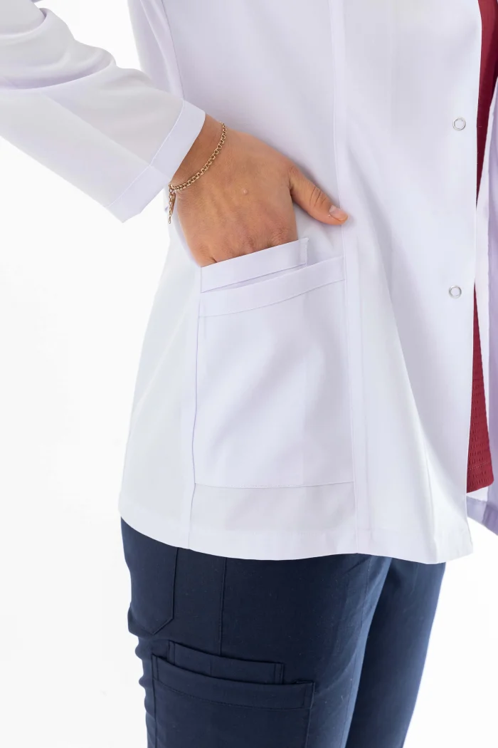 Spor Yaka Kulplu Kadın Doktor Önlüğü Alpaka Kumaş Ceket Boy (BKO005)