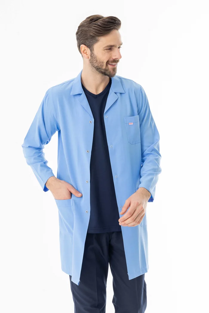 Spor Yaka Uzun Kol Erkek Personel Önlüğü Alpaka Kumaş Açık Mavi (RNK0210)