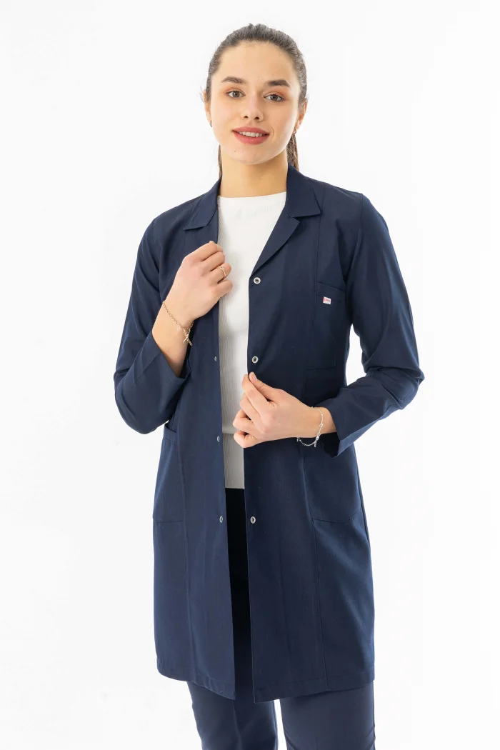 Spor Yaka Uzun Kol Personel Önlüğü Alpaka Kumaş Lacivert (RNK103)