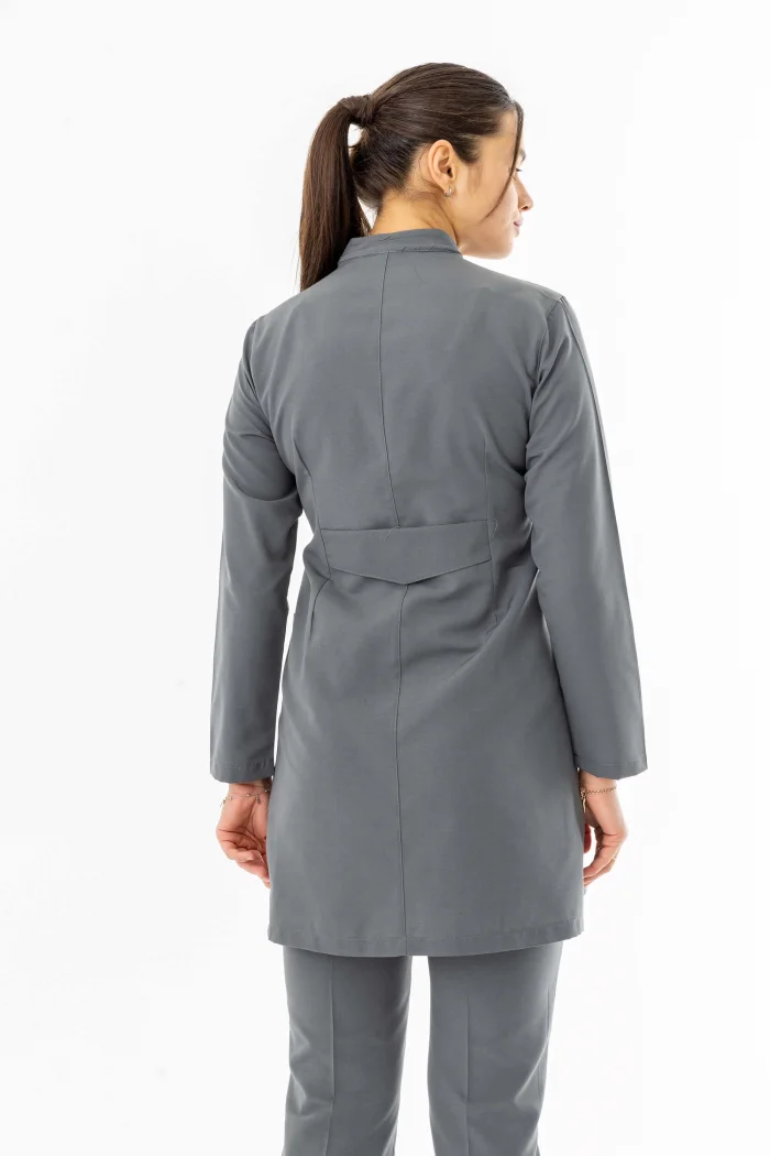 Terikoton Uzun Kol Doktor Hemşire Forması Alt Üst Takım Gri (TTST0008)