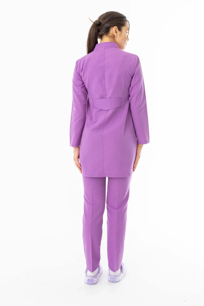 Terikoton Uzun Kol Doktor Hemşire Forması Alt Üst Takım Koyu Lila (TTST0009)