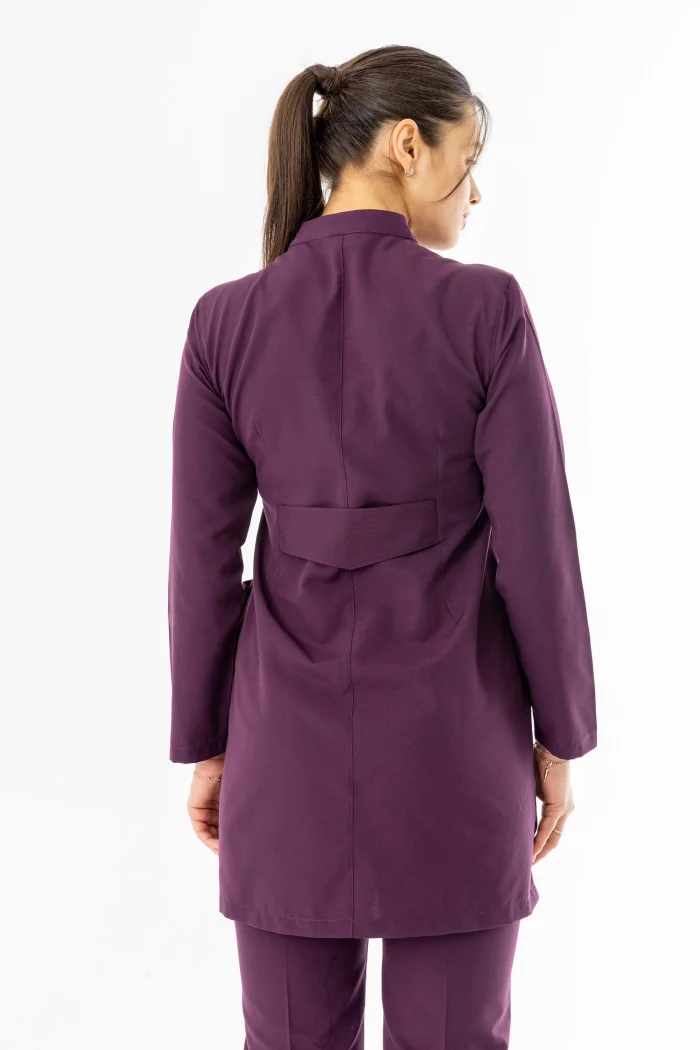 Terikoton Uzun Kol Doktor Hemşire Forması Alt Üst Takım Mürdüm (TTST0005)