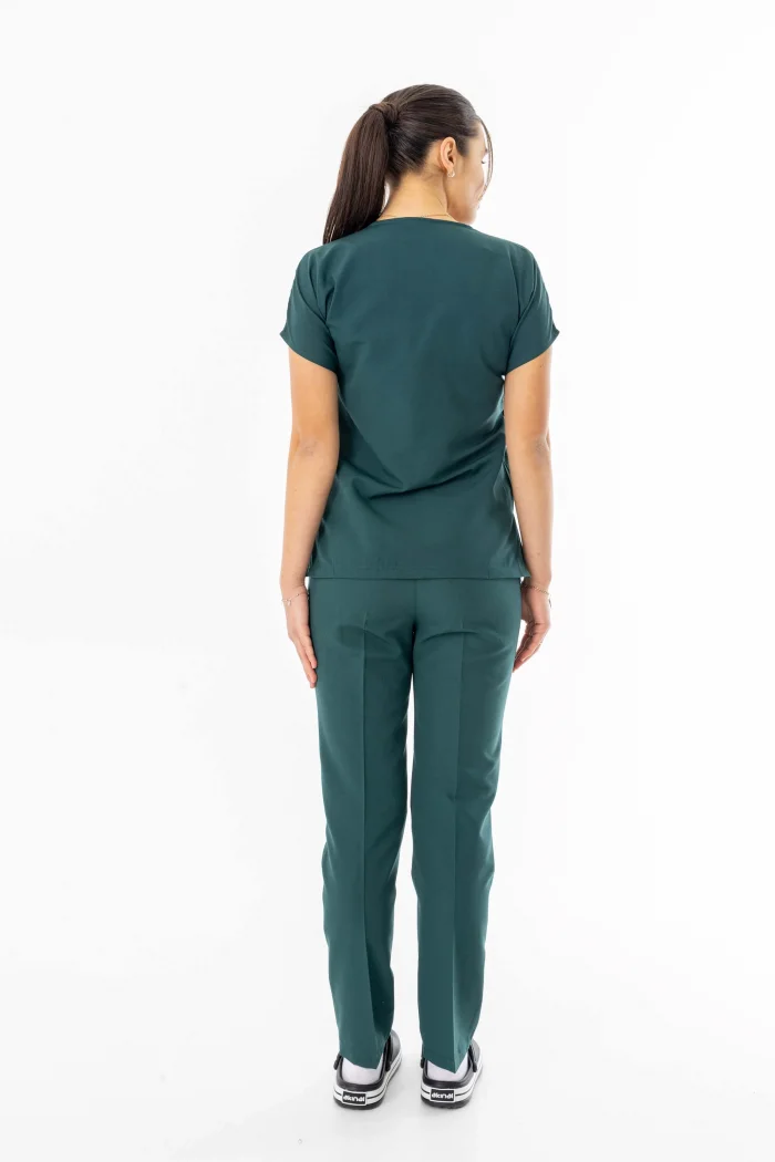 Terikoton Yarasa Kol Doktor Hemşire Forması Alt Üst Takım Avcı Yeşili (TYRS0007)