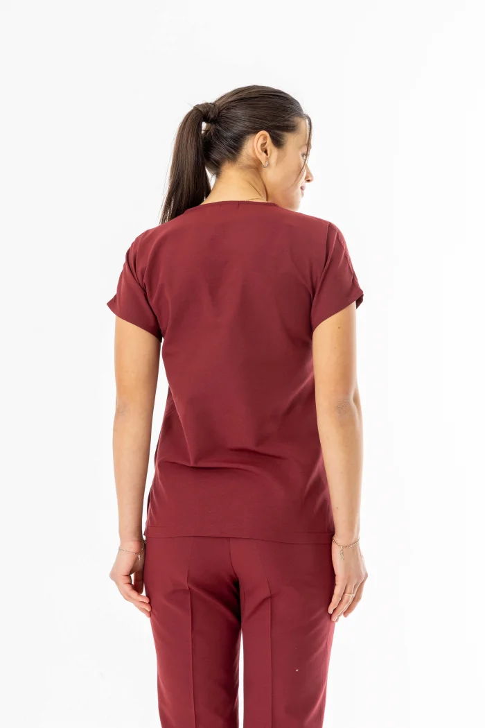 Terikoton Yarasa Kol Doktor Hemşire Forması Alt Üst Takım Bordo (TYRS0003)