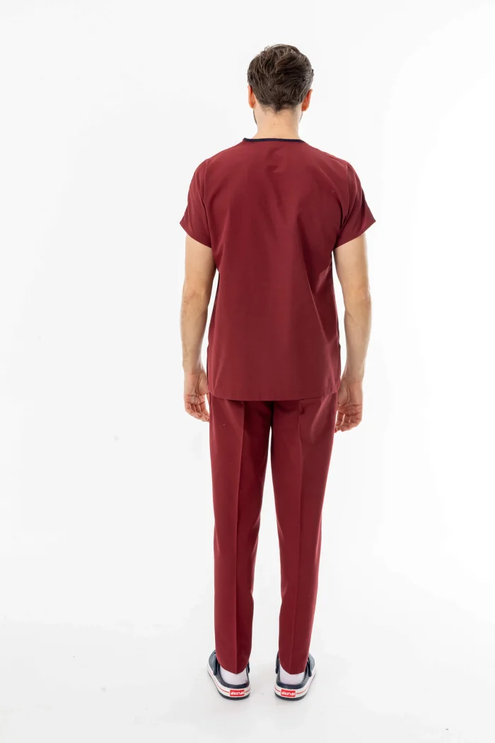 Terikoton Yarasa Kol Doktor Hemşire Forması Alt Üst Takım Bordo (TYRS0003)