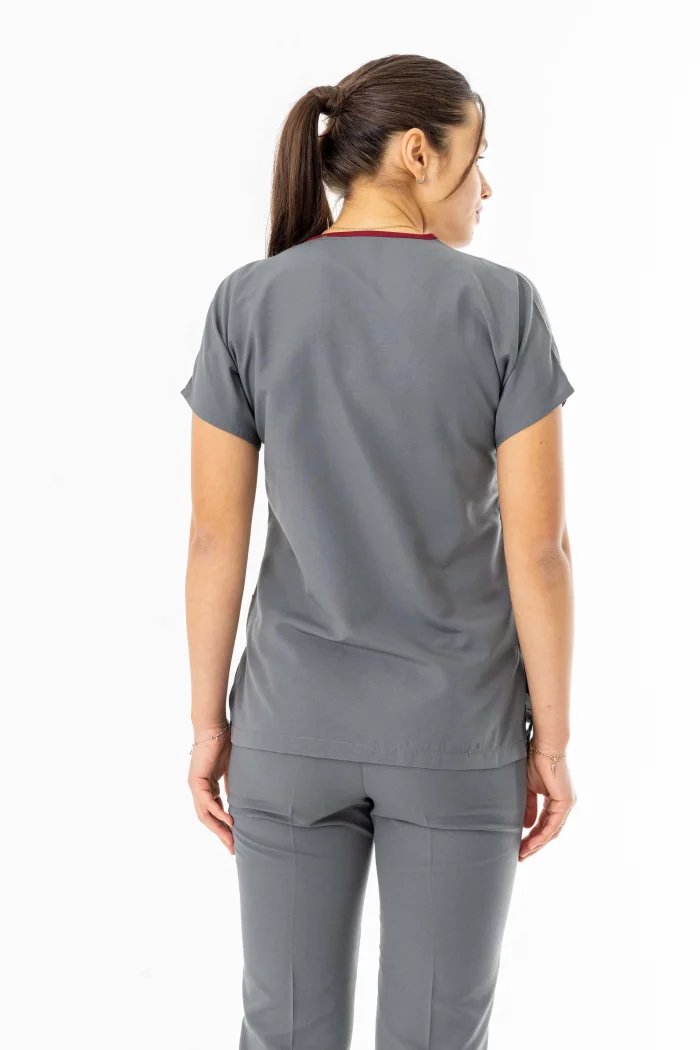 Terikoton Yarasa Kol Doktor Hemşire Forması Alt Üst Takım Gri (TYRS0006)