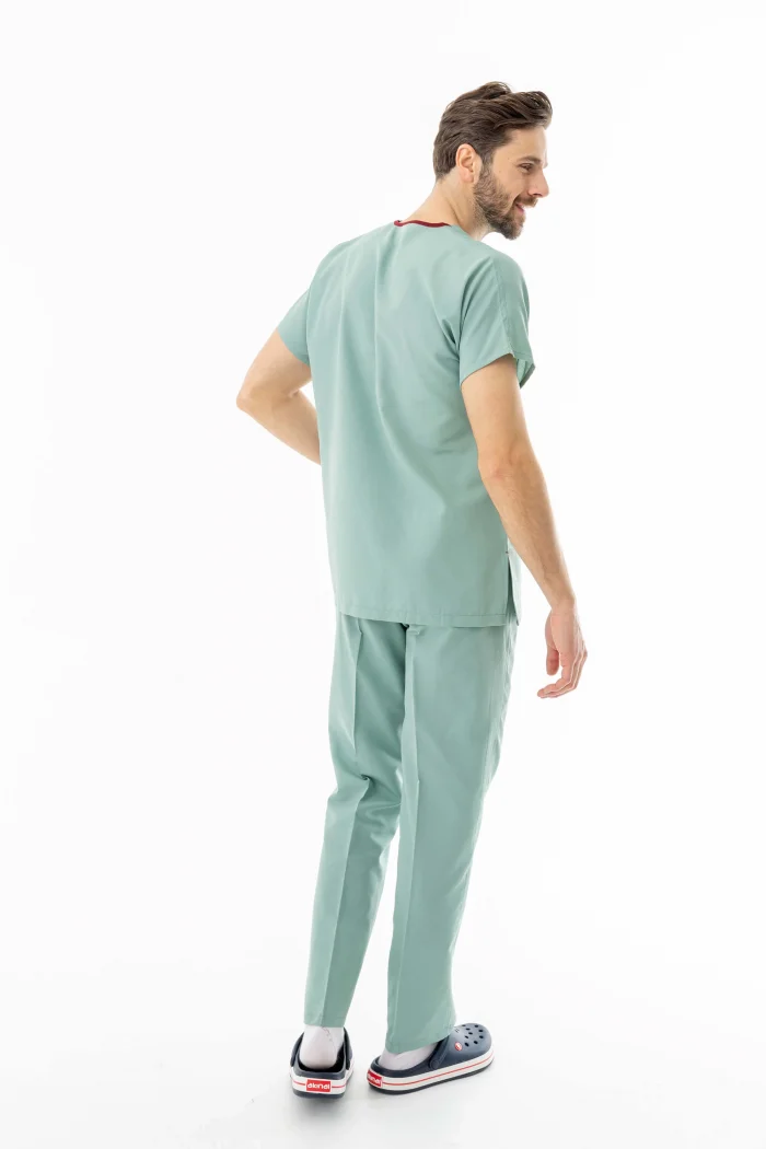 Terikoton Yarasa Kol Doktor Hemşire Forması Alt Üst Takım Küf Yeşili (TYRS0004)