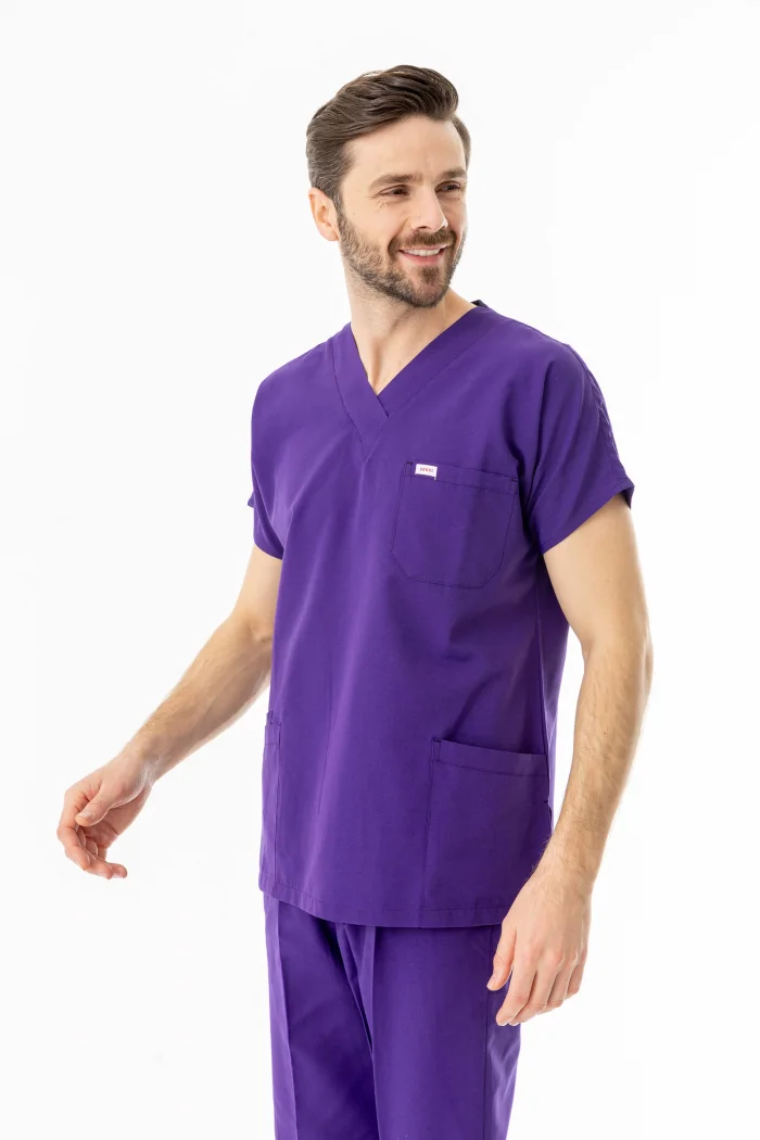 Terikoton Yarasa Kol Doktor Hemşire Forması Alt Üst Takım Mor (TYRS00011)