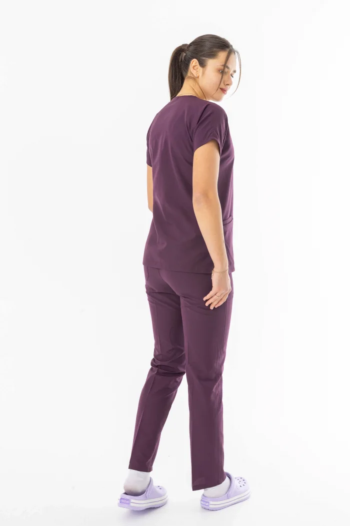 Terikoton Yarasa Kol Doktor Hemşire Forması Alt Üst Takım Mürdüm (TYRS0005)