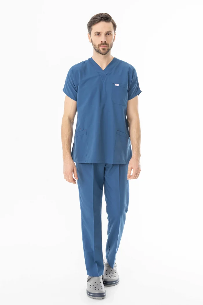 Terikoton Yarasa Kol Doktor Hemşire Forması Alt Üst Takım Petrol Mavisi (TYRS0009)