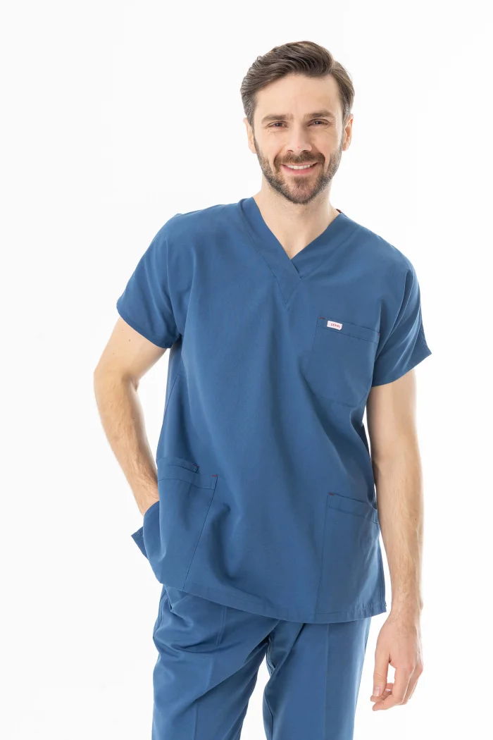 Terikoton Yarasa Kol Doktor Hemşire Forması Alt Üst Takım Petrol Mavisi (TYRS0009)