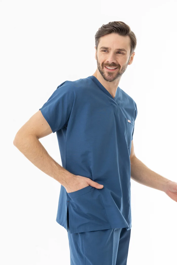 Terikoton Yarasa Kol Doktor Hemşire Forması Alt Üst Takım Petrol Mavisi (TYRS0009)