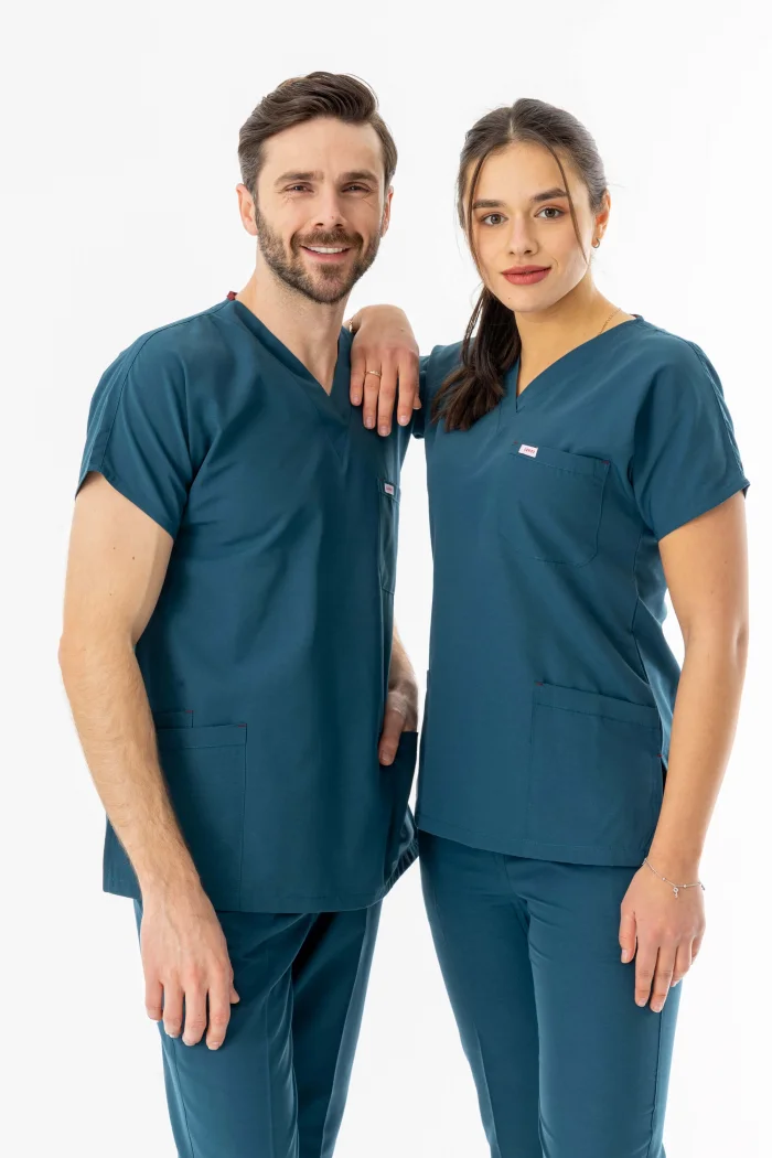 Terikoton Yarasa Kol Doktor Hemşire Forması Alt Üst Takım Petrol Yeşili (TYRS00010)